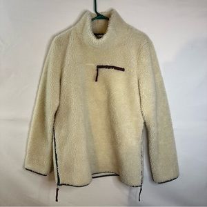LL Bean Signature Medium Sherpa Fleece Shell Size Zippers Pullover Relaxed Fit